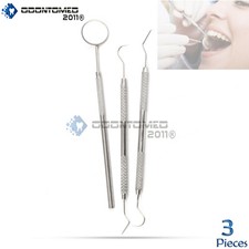 ODM Dental Exam Tooth Plaque Remover Hygienist Mirror & Oral Pick Tools (3Pcs)
