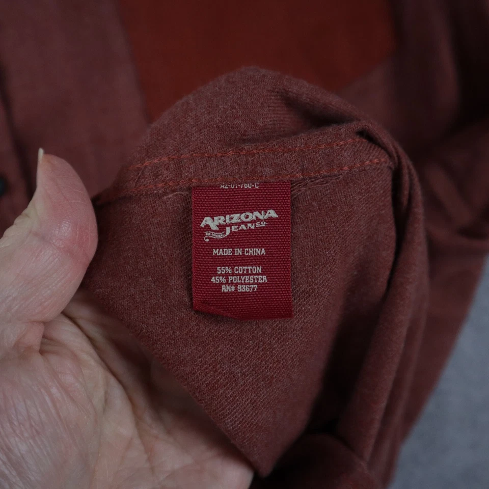 Аризона фланелевая рубашка мужская 2XL XXL карман на пуговицах коричневый хна длинным рукавом новый с Ярлыками - Изображение 3 из 4