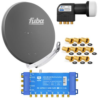 Digital SAT Anlage 8 Teilnehmer FUBA DAA850A Multischalter LNB FULL HDTV 3D HD+