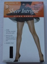 Sheer Intrigue Ultra Sheer Midnight Black 10 Denier Pantyhose size E