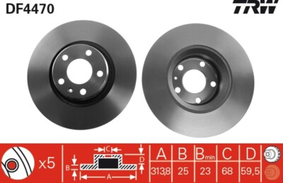 2 x TRW DF4470 Bremsscheibe für AUDI,AUDI (FAW)