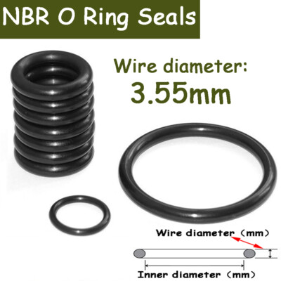 3.55mm Nitrile Rubber NBR O Ring Seals 5mm~405mm ID Oil Resistant Seals Black