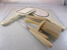 1930's VTG Lot of Celluloid Vanity Bevel Edge Mirrors Button Hook Clothes Brush