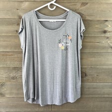 Maurices Womesn Shirt Cap Sleeve Graphic Tee Be The Good Floral Gray Large