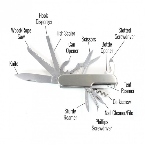 ASR Outdoor Stainless Steel Multi-tool Utility EDC Pocket Knife with Carry Pouch - Picture 4 of 8