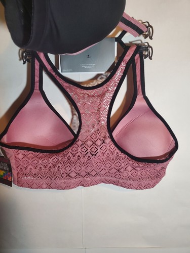 REFLEX Sports Bras 2 PACK Full Support Racerback Lace Black Rose 1X - Picture 12 of 14