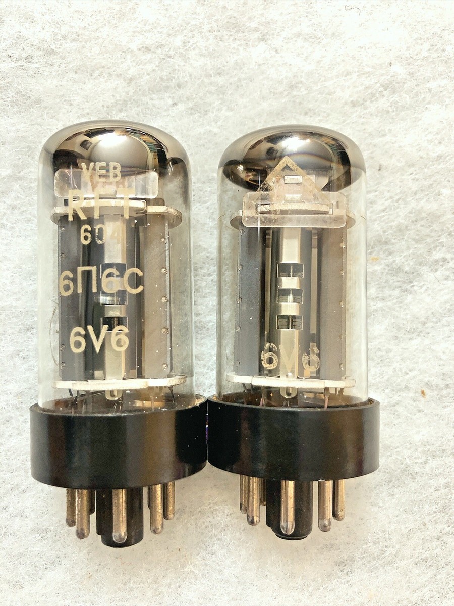 RFT 6V6 6P6C Welded Plates Top Foil Getter NOS Matched Pair 1950s