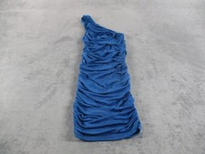 Up And Down Womens Small Dress Blue One Shoulder Rutched Bodycon Mini Dress EUC