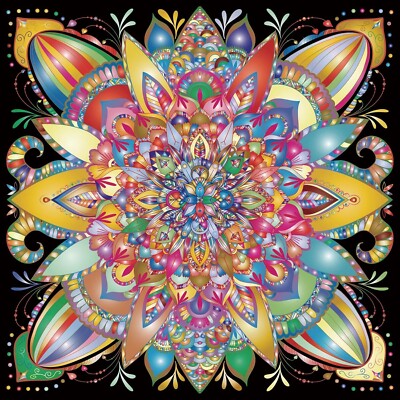 Black Fantasy Colorful Mandala 1000 Pc Jigsaw Puzzle, Brand New-Sealed Box!