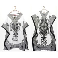 Oriental Floral Pattern Kaftan Dolman Dress Tops Viscose Ethnic Hippy Boho