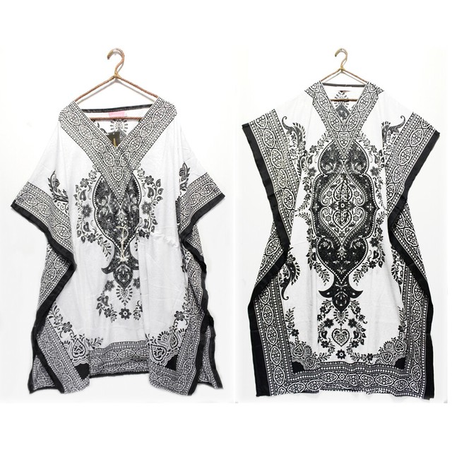 Oriental Floral Patrón Kaftan Dolman Vestido Tops Viscosa Étnico Hippy Boho