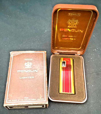 BEAUTIFUL VTG JAPANESE PENGUIN FRIEDE II LIGHTER w/ORIGINAL CASE
