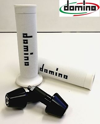 DOMINO Griffe und Gegengewichte SCHWARZ WEISS UNIVERSAL für HUSABERG Motorrad