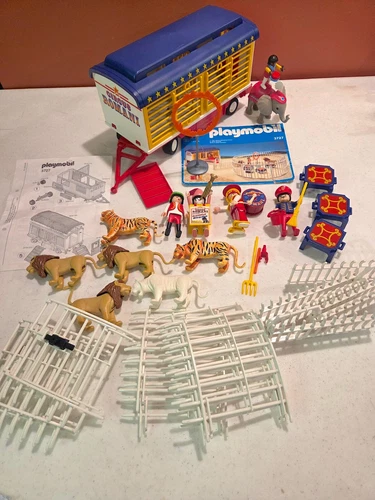 Vintage Playmobil Circus Playset + Romani Clowns & Baby Elephant