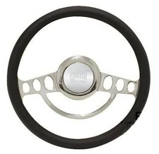 Billet & Black Steering Wheel, 14" for Flaming River, Ididit Steering Column