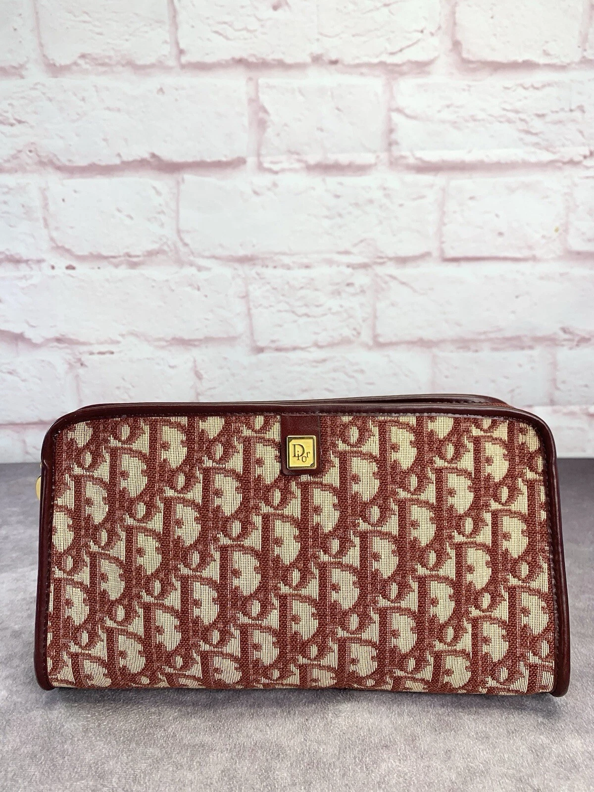 Pochette pochette toile oblique rouge Dior