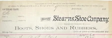 1899 Stearns Shoes Company Boots Shoes And Rubbers Billhead BOSTON MA BS313