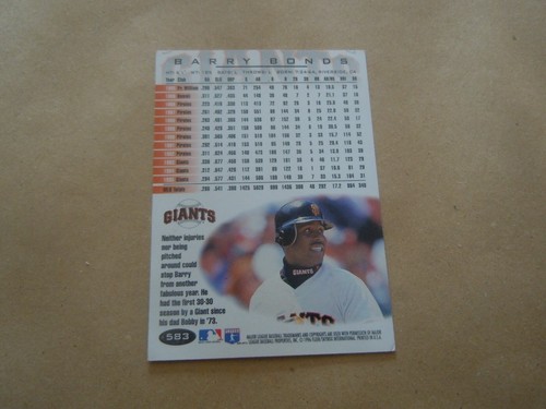 Carte - Baseball - Fleer:1996 - N°583 - Barry Bonds - Picture 2 of 2