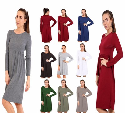 long sleeve jersey midi dress