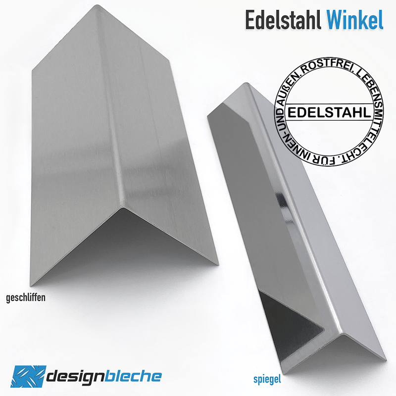 Edelstahl Winkelprofil 1500mm - K240 Geschliffen 15x15mm Eckenschutz