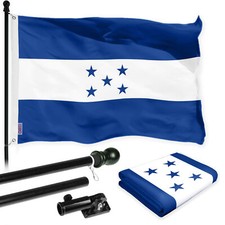 6 Ft Tangle Free Flagpole Black  Honduras Flag 3x5 Ft Printed 150D Polyester
