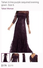 Tahari A-line Purple Evening Gown