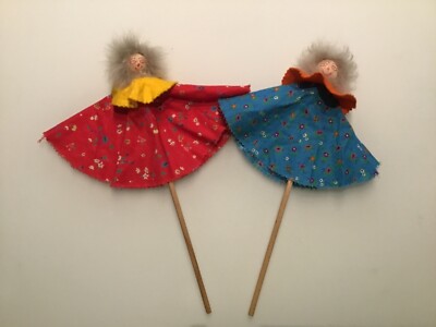 2 schöne Stabpuppen Puppentheater Handpuuppen Fingerpuppen