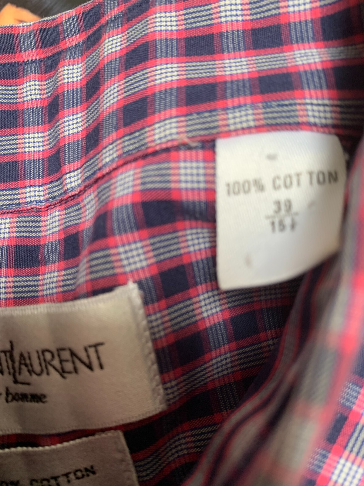 SAINT LAURENT YVES ST LAURENT CAMICIA UOMO A QUADRI INDOSSATA UNA VOLTA TAGLIA 39 15 5