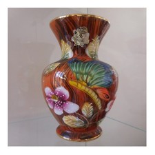 Vase céramique faïence peint main H.BEQUET QUAREGNON Belgique art nouveau PN N95