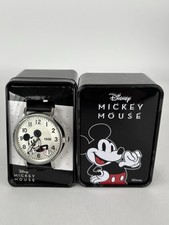 Disney/Accutime Mickey Mouse 42mm Silver Tone Quartz Watch w/Band  New Battery