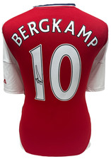 ARSENAL GUNNERS LEGEND DENNIS BERGKAMP SIGNED FOOTBALL SHIRT WITH PROOF & COA