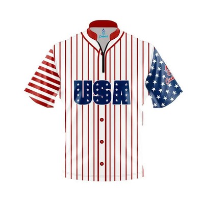 (Custom Name) - USA Baseball Bowling Jersey Size S-5XL