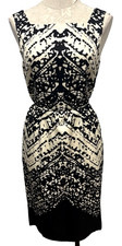 Talbots Pure Silk Dress Sleeveless Abstract Chevron Belted Lined Women's Size 4