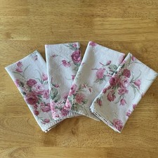 Ralph Lauren cotton DInner Napkins 18-19&rdquo; Square Set Of 4 PInk  Green Floral