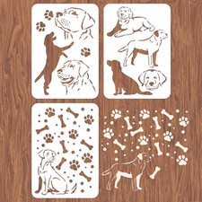 3Pc Labrador Dog Wall Stencil Set Reusable DIY Painting Templates Home Decor