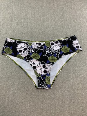 Rosegal Skull Rose Bikini Tankini Swimsuit Bottoms Womens Plus size 4X Black