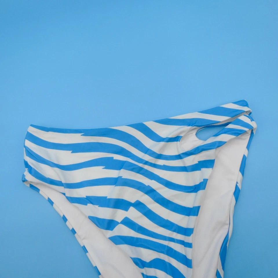 Parte inferior de bikini de natación descarada cintura alta a rayas blancas azules medianas Victorias Secret Foto 4 de 4