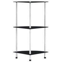 Hartglas Regal 3 Ablagen Schwarz 30X30X67 Cm Standregal BüCherregal