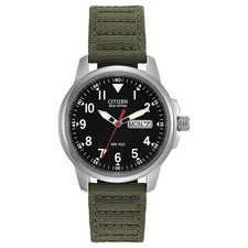 C#itizen Style Mens Eco-Drive Weekender Garrison Field Quartz Watch Nylon Strap
