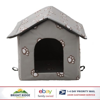 Weatherproof Outdoor Cat House with Insulation and Transparent Curtain Shelter