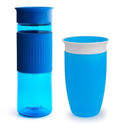 Munchkin Miracle 360 Spill Proof Sippy Cups, 24 & 10 oz, 2-Pack, Blue