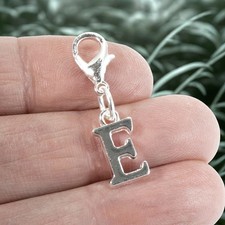 Silver Letter E Charm Block Initial Alphabet Clip-On Personalized Gift