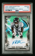 NATE WIGGINS 2024 TOPPS INCEPTION ROOKIE AUTO GREEN RC #RANW RAVENS PSA 7 POP 1