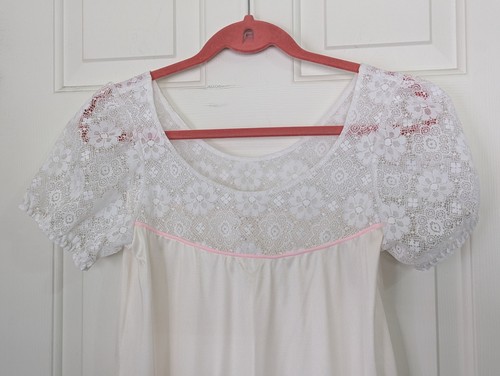 VTG Le Voys Night Gown Sheer Robe Peignoir Set Small Petite White Lace Wedding - Picture 16 of 24