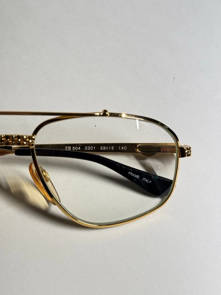 Marcos de gafas dorados vintage Ettore Bugatti EB504 0301 59□15 140 hechos en Italia Foto 2 de 4