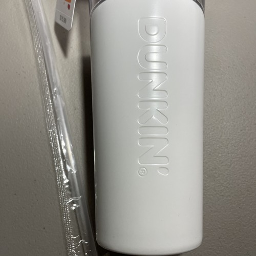 Bicchiere tecnica mista plastica bianca e trasparente Dunkin' 2024 con cannuccia 28 oz - Foto 2 di 7