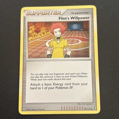 Flint s Willpower 91/111 Regular Platinum Rising Rivals Pokémon TCG NM 2009