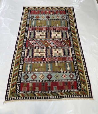 #635 Handarbeit Türkischer Kelim Wolle Kelim Handarbeit Flachgewebe Vintage 212x125cm