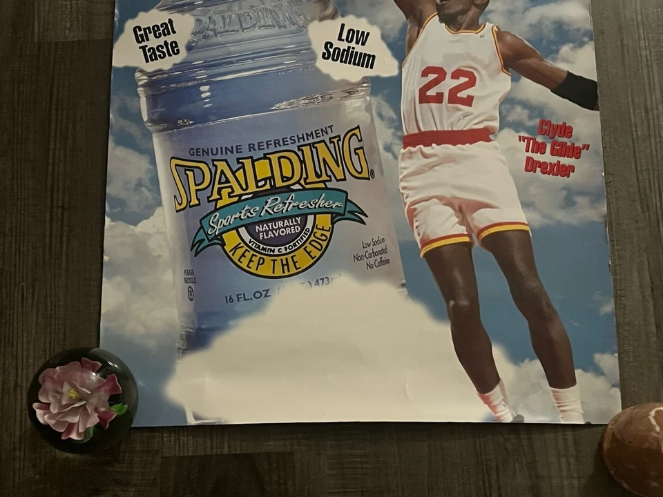 1990's Slama Jama Clyde Drexler Spalding Drink Poster Rare 18x24 Collectible - Image 4 of 4