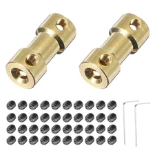 2 Pcs 6mm to 6mm Brass Shaft Coupling Connector with Screws and Hex Wrench
